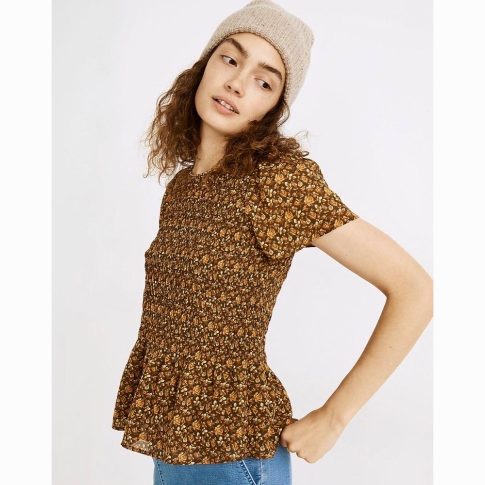 Madewell Georgette Lucie‎ Flutter Sleeve Smocked Top (NWOT)